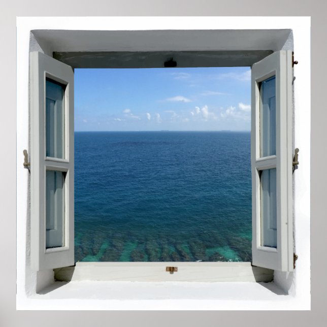 Open Window Blue Ocean View Poster (Vorne)