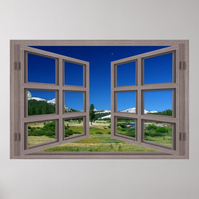 Open Window to Moon Over Tuolumne Meadoster Poster (Vorne)