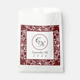 Open-Work Monogram White-Burgund Hochzeit Geschenktütchen