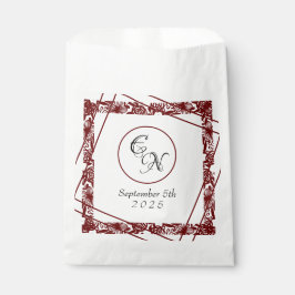 Open-Work Monogram White-Burgund Hochzeit Geschenktütchen