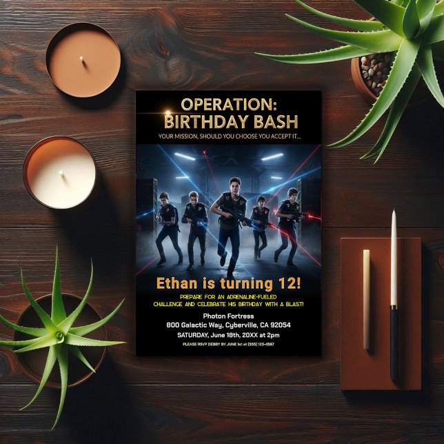 Operation Birthday Bash Laser Tag Einladung (Von Creator hochgeladen)