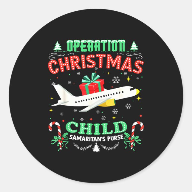 Operation Christmas Child Funny Family Matching Xm Runder Aufkleber (Vorderseite)