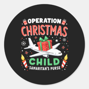 Operation Christmas Child Lustige Familie Zusammen Runder Aufkleber