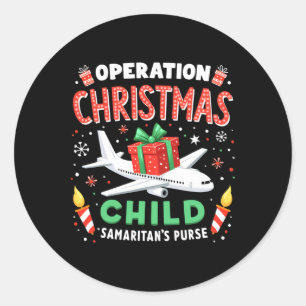 Operation Christmas Child Lustige Familie Zusammen Runder Aufkleber