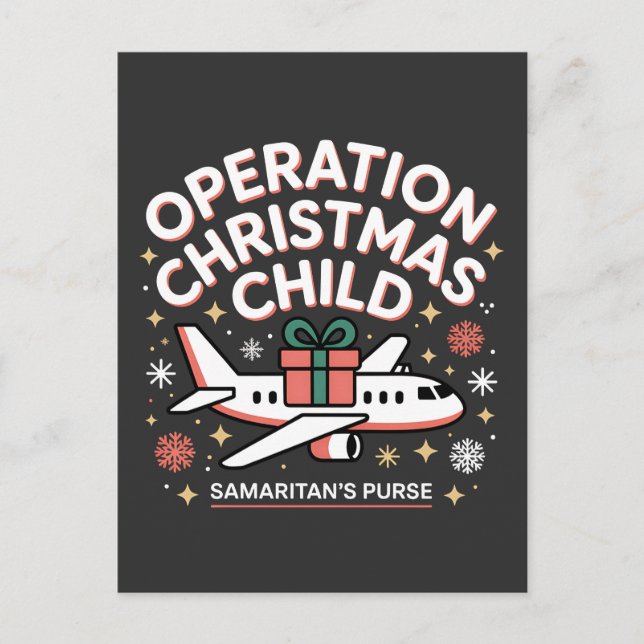 Operation Christmas Kind Samaritan Purse Ankündigungspostkarte (Vorderseite)