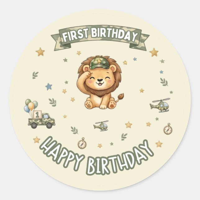 Operation Erster Geburtstag Militär Löwe Aufkleber (Vorderseite)