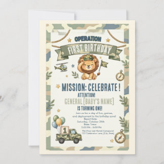 Operation Erster Geburtstag Militärparty-Einladung Einladung