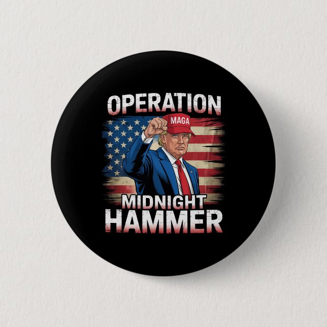 Operation Midnight Hammer Funny Trump Button (Vorderseite)