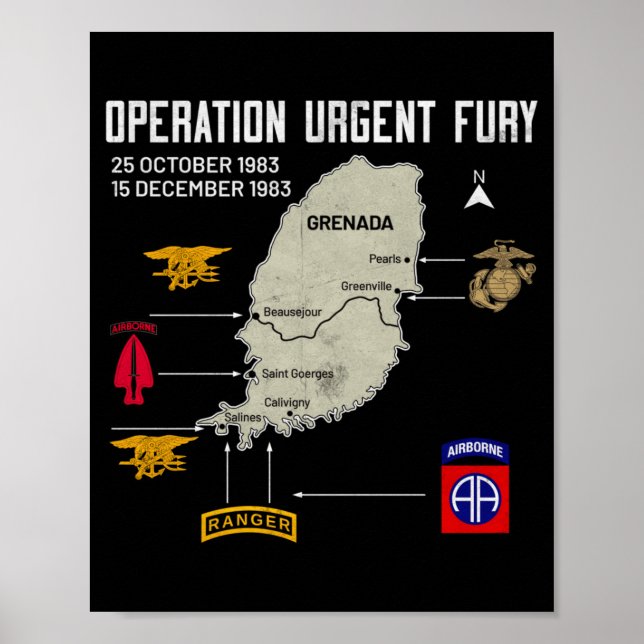 Operation Urgent Fury Grenada OUF Veteran Vintage Poster (Vorne)
