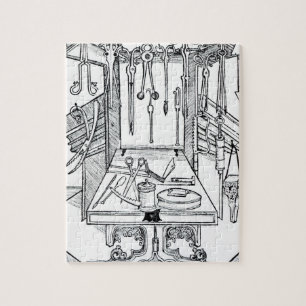 Operationstisch und chirurgische Instrumente, von Puzzle