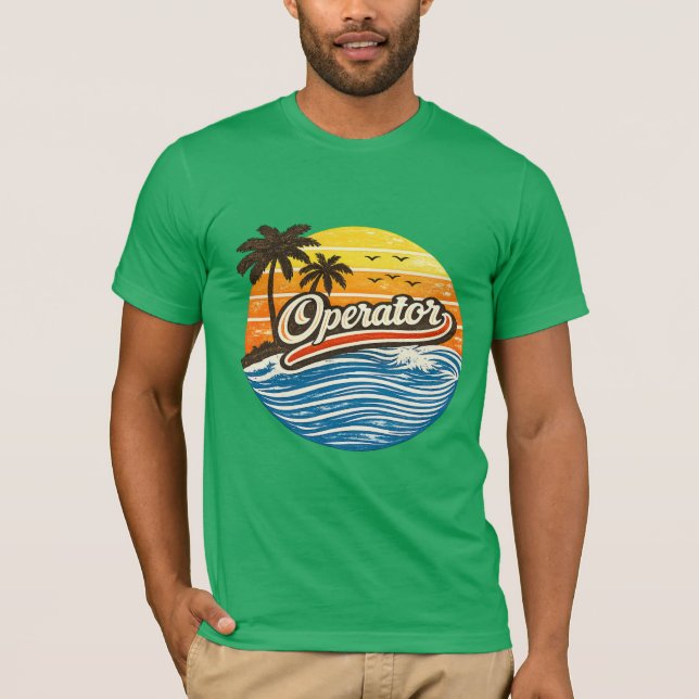 Operator Retro Sunset Design T-Shirt (Vorderseite)