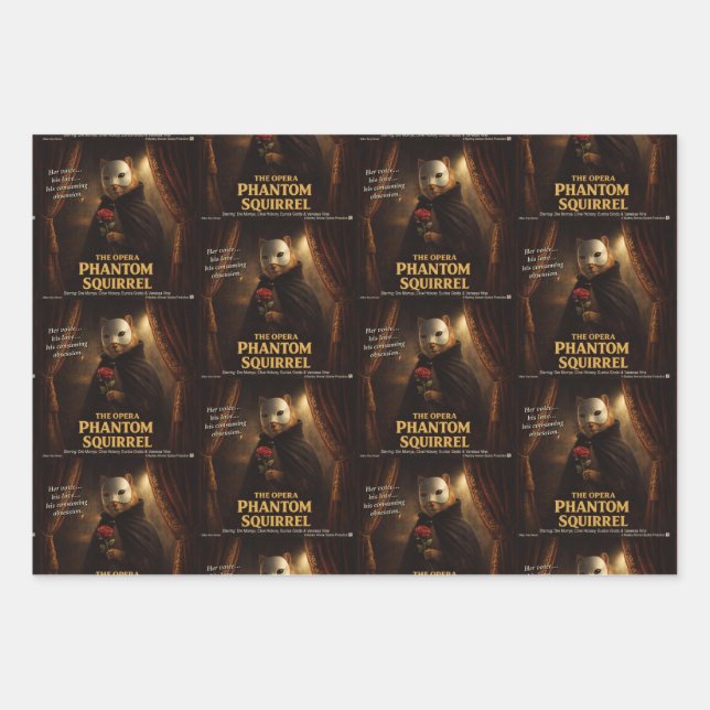 Opern-Phantom-Eichhörnchen-Parodie Geschenkpapier Set (Vorderseite)