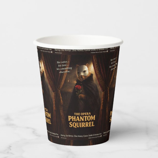 Opern-Phantom-Eichhörnchen-Parodie Pappbecher (Vorderseite)