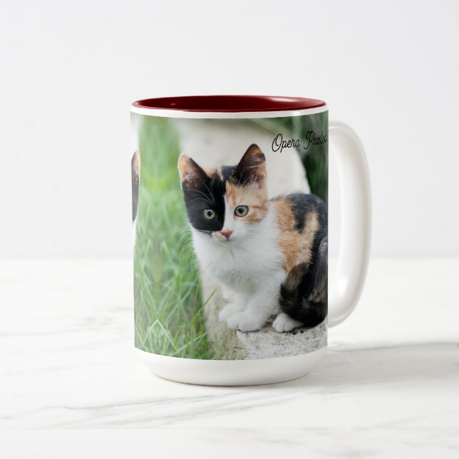 Opern-Phantom-Katze Zweifarbige Tasse (VorderseiteRechts)