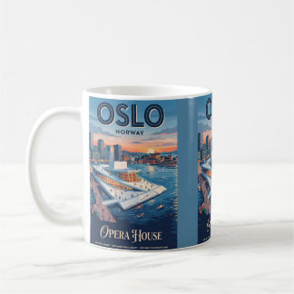 Opernhaus Oslo Norwegen Vintage-Reiseposter Kaffeetasse