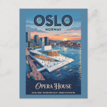 Opernhaus Oslo Norwegen Vintage-Reiseposter