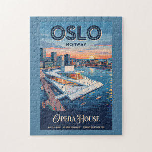 Opernhaus Oslo Norwegen Vintage-Reiseposter Puzzle