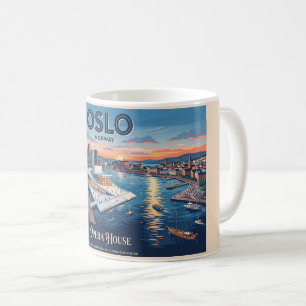 Opernhaus Oslo Vintage-Reiseposter - Norwegen Kaffeetasse