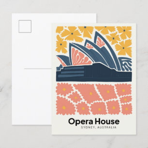 Opernhaus Sydney Australien Reise floral Kunst Postkarte