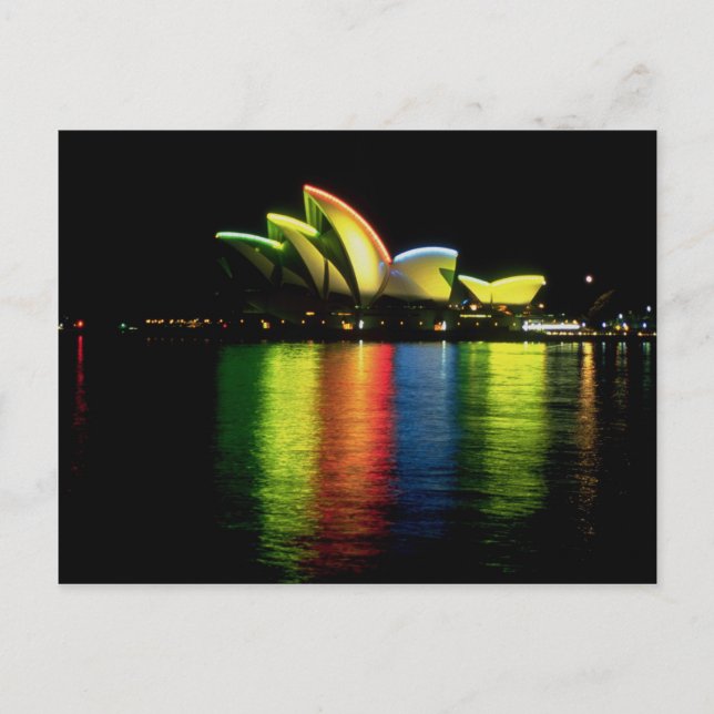 Opernhaus Sydney mit olympischen Lichtern, Neuer S Postkarte (Vorderseite)