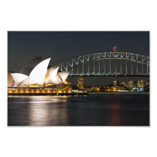 Opernhaus Sydney und Brücke bei Dämmerung, Austral Fotodruck