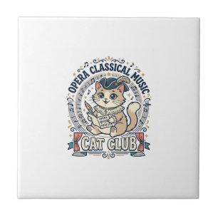 Opernklassik Musik Katze Niedliche Katze T-Shirt-D Fliese