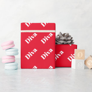 Opernsängerin Diva Kühn Lustig Lebendig Helles Rot Geschenkpapier