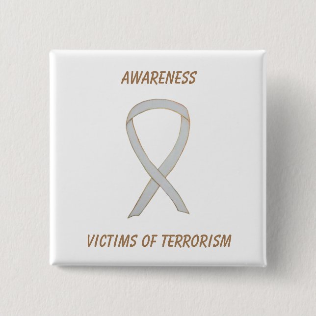 Opfer des Terrorismus Bewusstsein des Weißen Ribbo Button (Vorderseite)