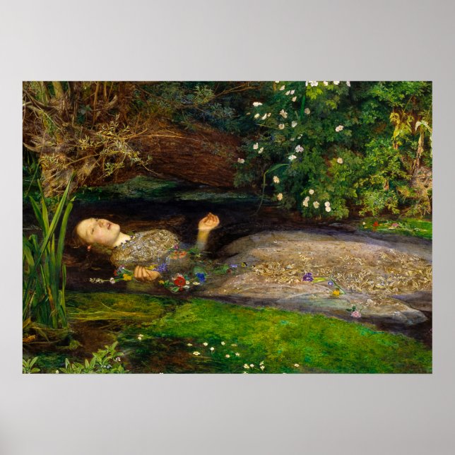 Ophelia, 1851 von John Everett Millais Poster (Vorne)