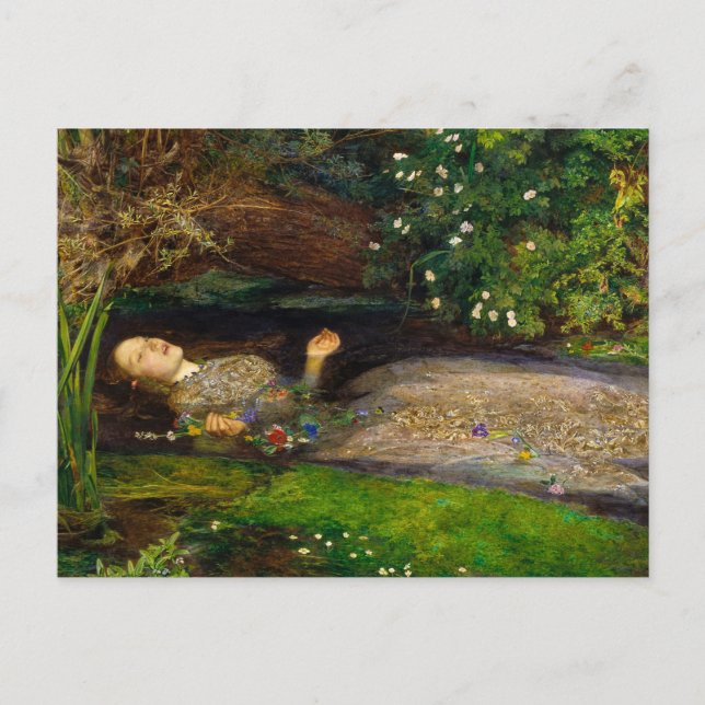 Ophelia, 1851 von John Everett Millais Postkarte (Vorderseite)
