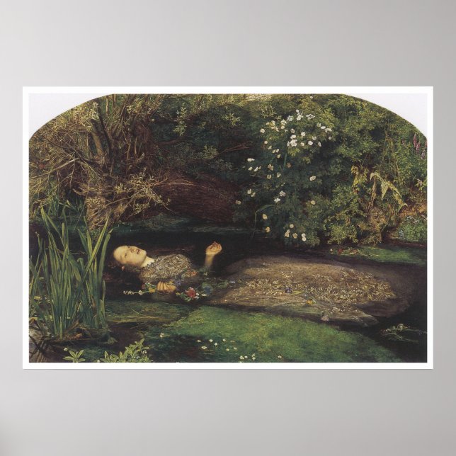 Ophelia, 1852, John Everett Millais Poster (Vorne)