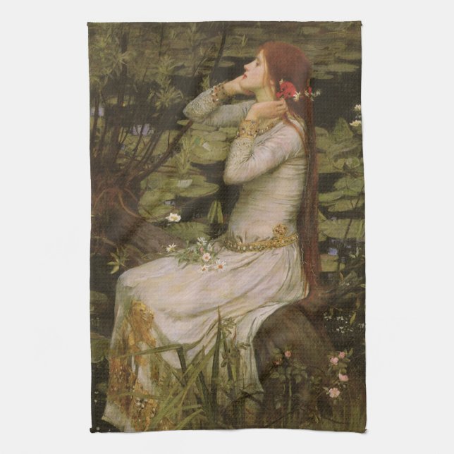 Ophelia am Teich von John William Waterhouse Küchentuch (Vertikal)