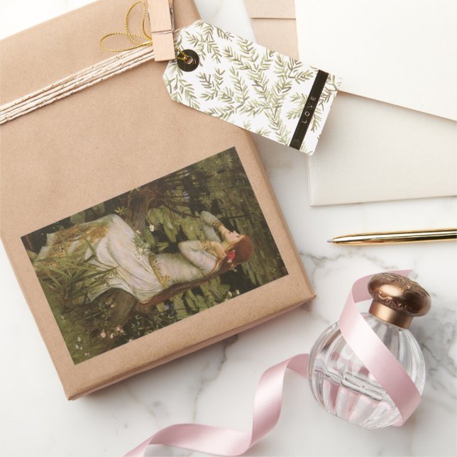 Ophelia am Teich von John William Waterhouse Rechteckiger Aufkleber (Schenken)