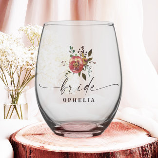 Ophelia Cottagecore Dusty Pink Blütenbraun Weinglas Ohne Stiel