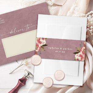 Ophelia Cottagecore Dusty Pink Floral Wedding Einladungsbanderole