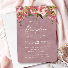 Ophelia Cottagecore Dusty Pink Hochzeitsempfang Begleitkarte