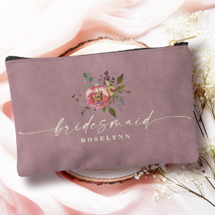 Ophelia Cottagecore Staubiges Rosa Florales Brautj Zubehörtasche