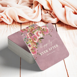 Ophelia Cottagecore Staubrosa Florale Hochzeit Rechteckiger Pappuntersetzer