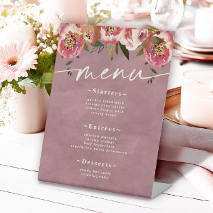 Ophelia Cottagecore Staubrosa Florale Hochzeitsmen Sockelschild
