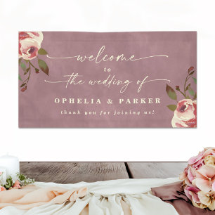 Ophelia Cottagecore Staubrosa Hochzeitsbegrüßung Banner