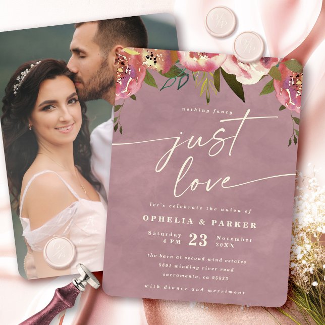 Ophelia Floral Nichts Extravagant nur Liebe Hochze Ankündigung (Say "I DO" to Romantic Watercolor Florals and a Cottagecore Vibe with the Ophelia Wedding Suite.)