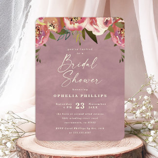 Ophelia Hütte Dusty Pink Floral Brautparty Einladung