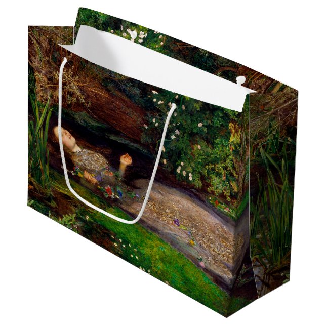 Ophelia, John Everett Millais Große Geschenktüte (Vorderseite Schrägansicht)