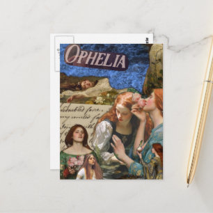 Ophelia Mixed Media Collage Postkarte