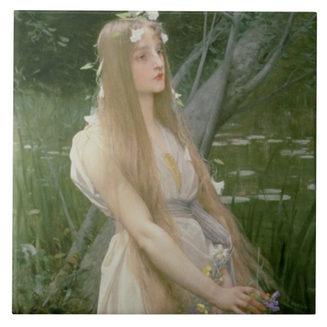 Ophelia (Öl auf Leinwand) Fliese (Vorderseite)