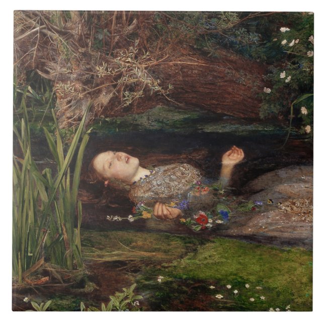 Ophelia von John Everett Millais Fliese (Vorderseite)