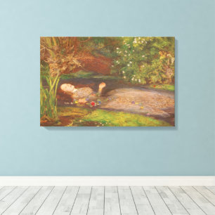 Ophelia von Millais, Vintage viktorianische feine Leinwanddruck