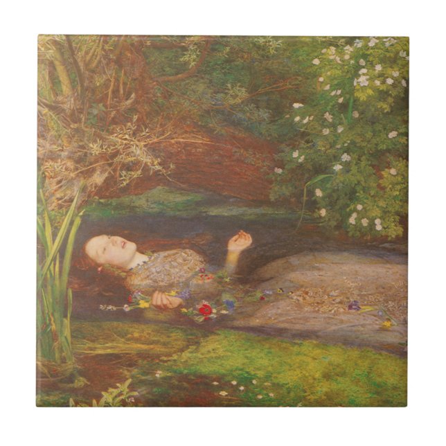 Ophelia von Millais, Vintage Viktorianische Kunst Fliese (Vorderseite)