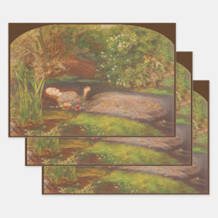 Ophelia von Millais, Vintage Viktorianische Kunst Geschenkpapier Set