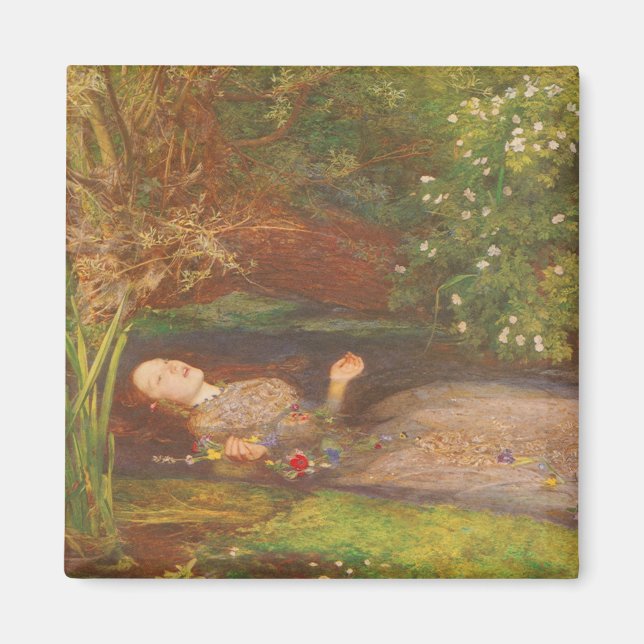 Ophelia von Millais, Vintage Viktorianische Kunst Magnet (Vorne)